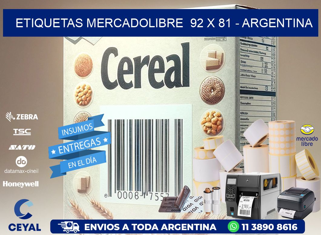 ETIQUETAS MERCADOLIBRE  92 x 81 - ARGENTINA