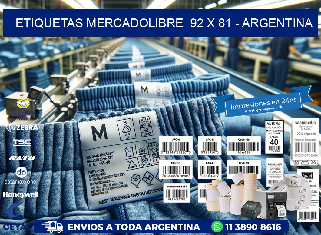 ETIQUETAS MERCADOLIBRE  92 x 81 - ARGENTINA