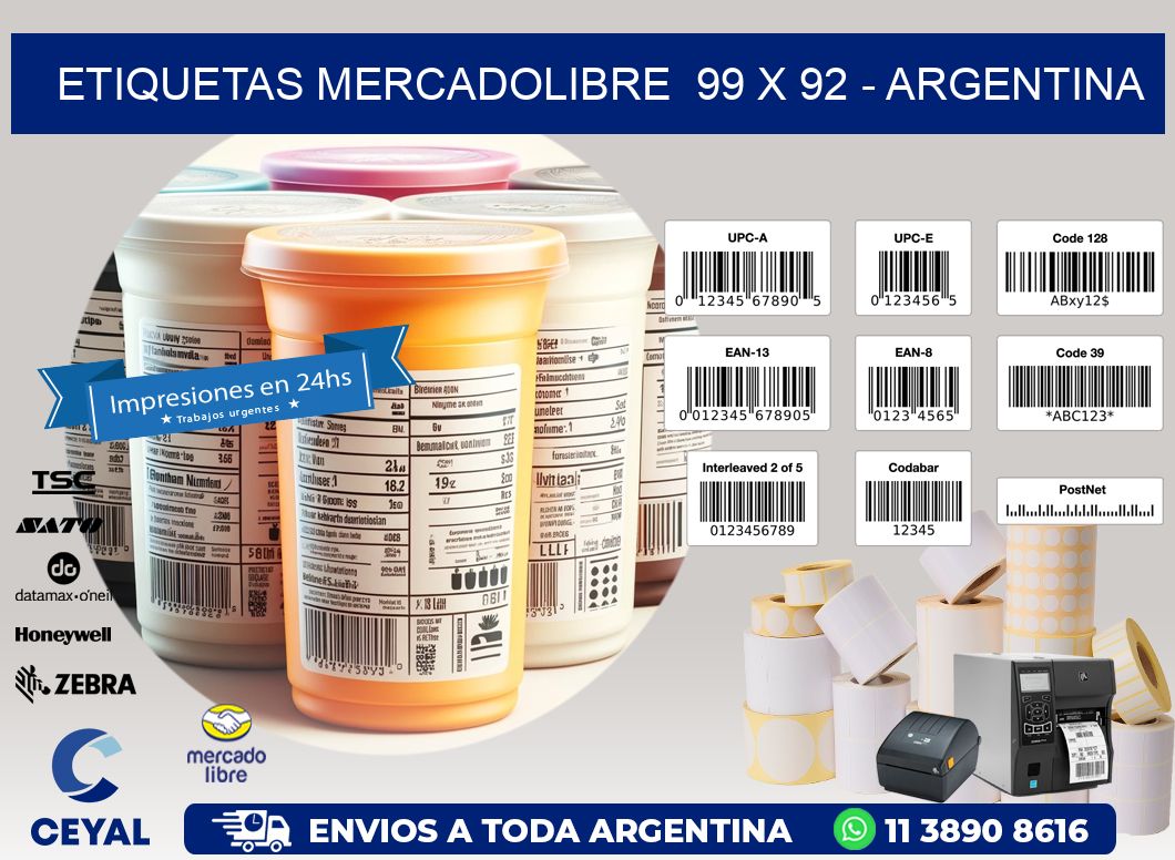 ETIQUETAS MERCADOLIBRE  99 x 92 - ARGENTINA