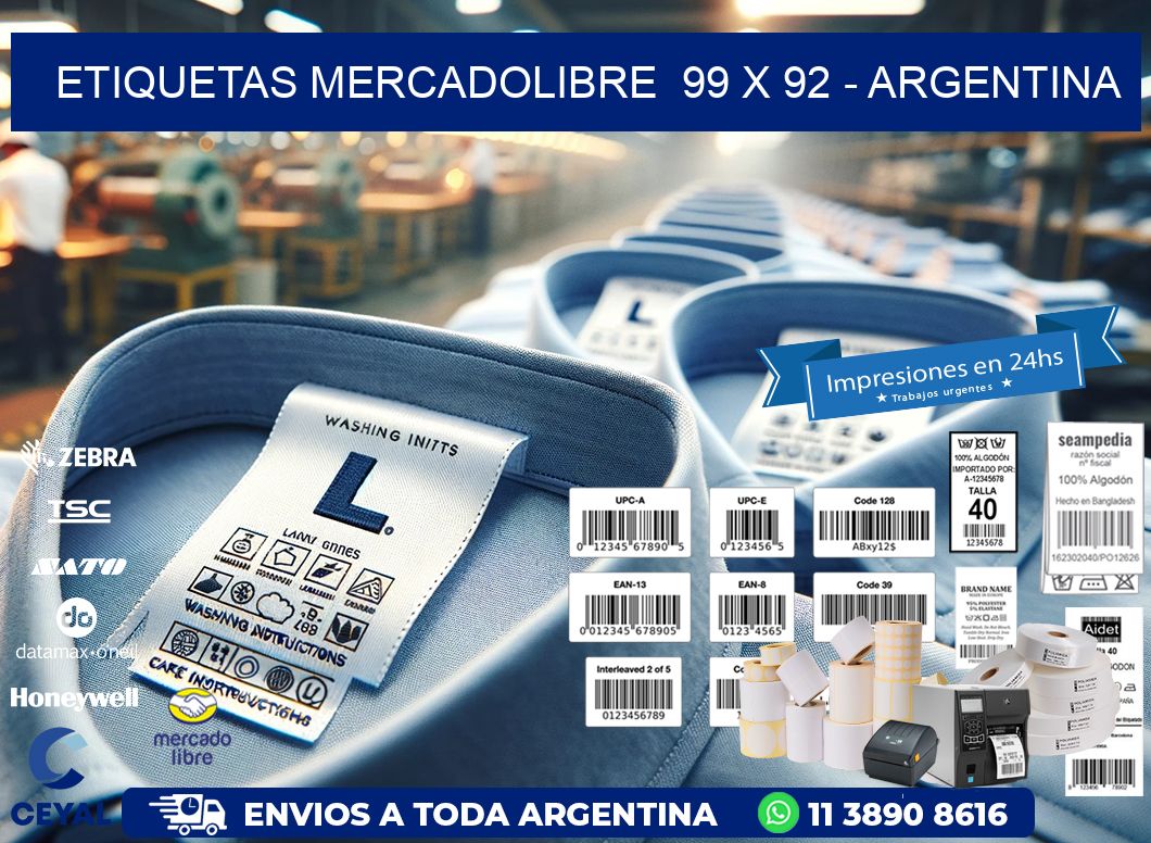 ETIQUETAS MERCADOLIBRE  99 x 92 - ARGENTINA