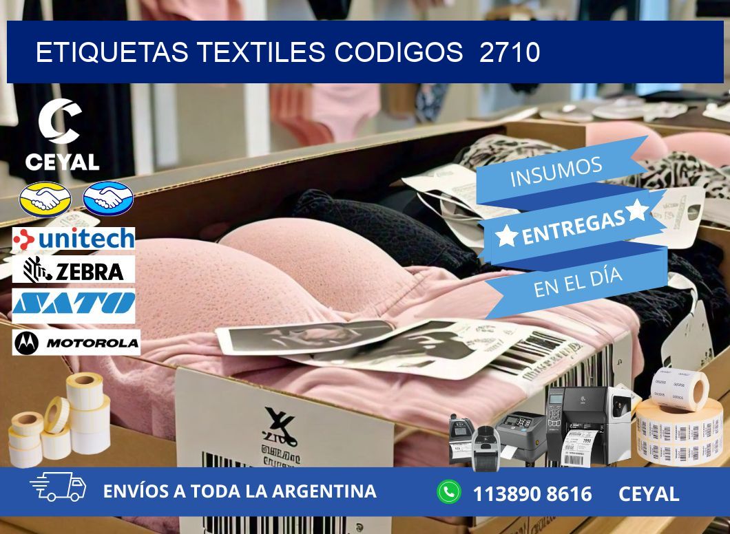 ETIQUETAS TEXTILES CODIGOS  2710