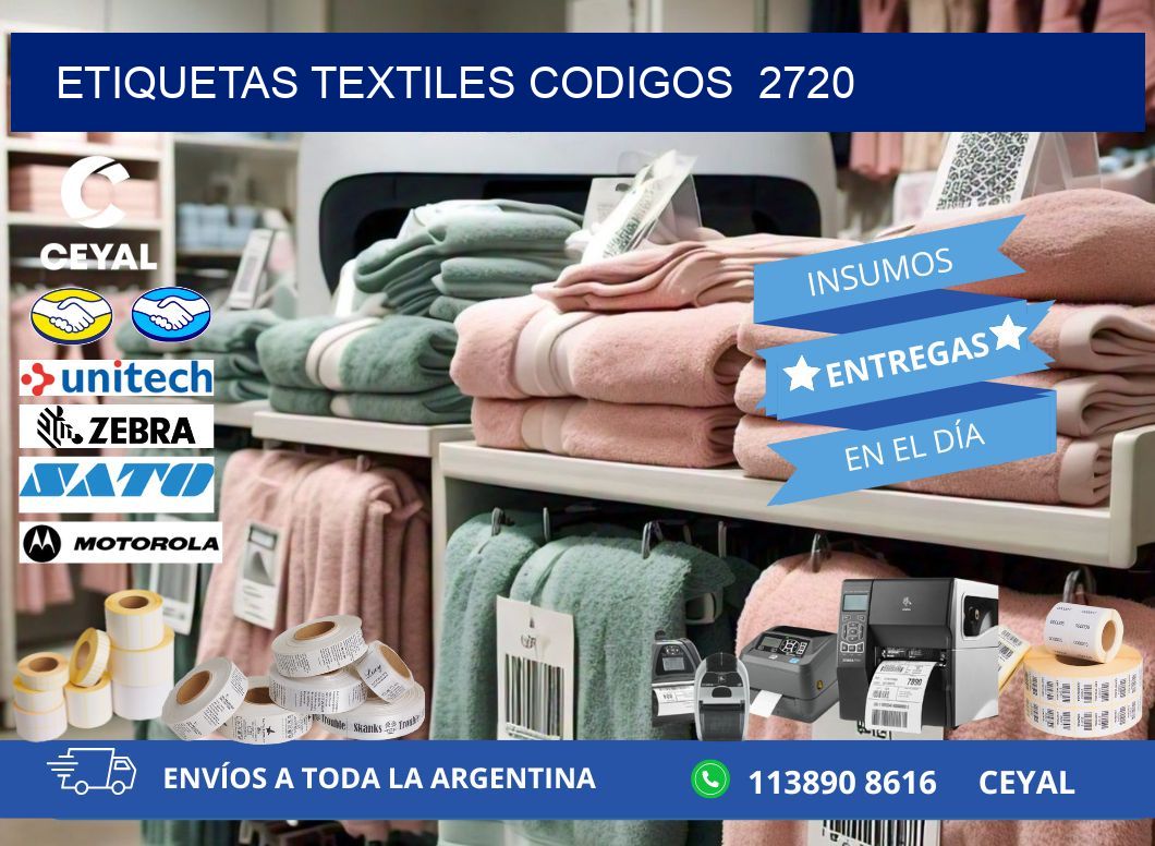 ETIQUETAS TEXTILES CODIGOS  2720