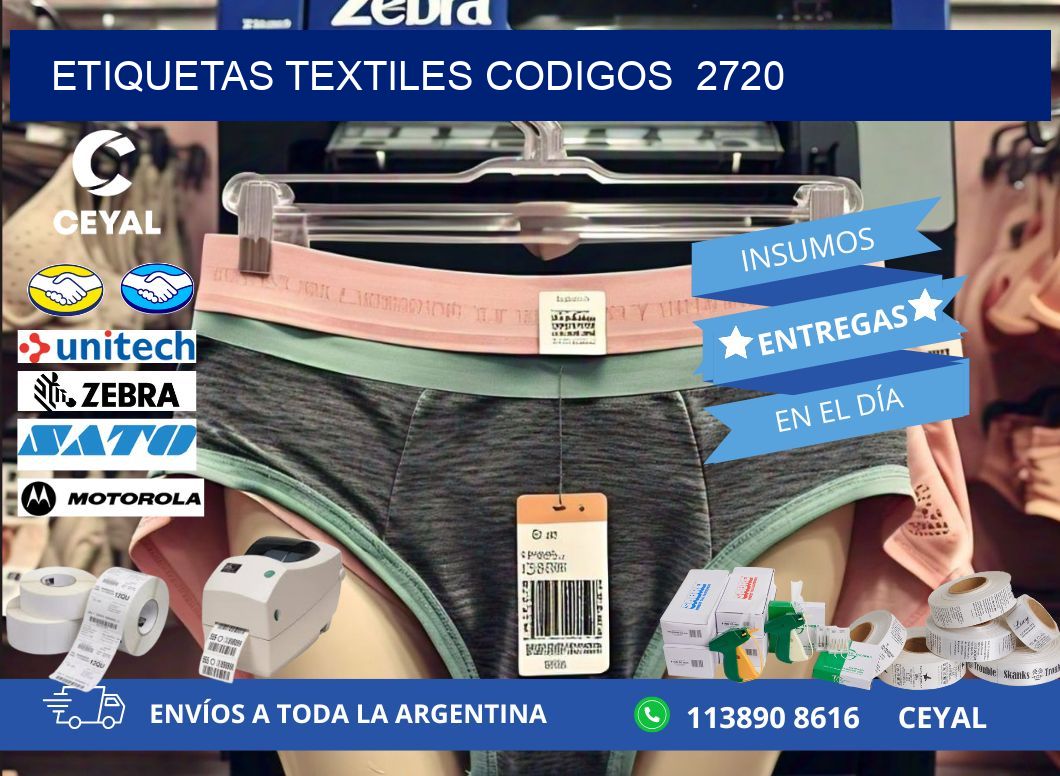 ETIQUETAS TEXTILES CODIGOS  2720