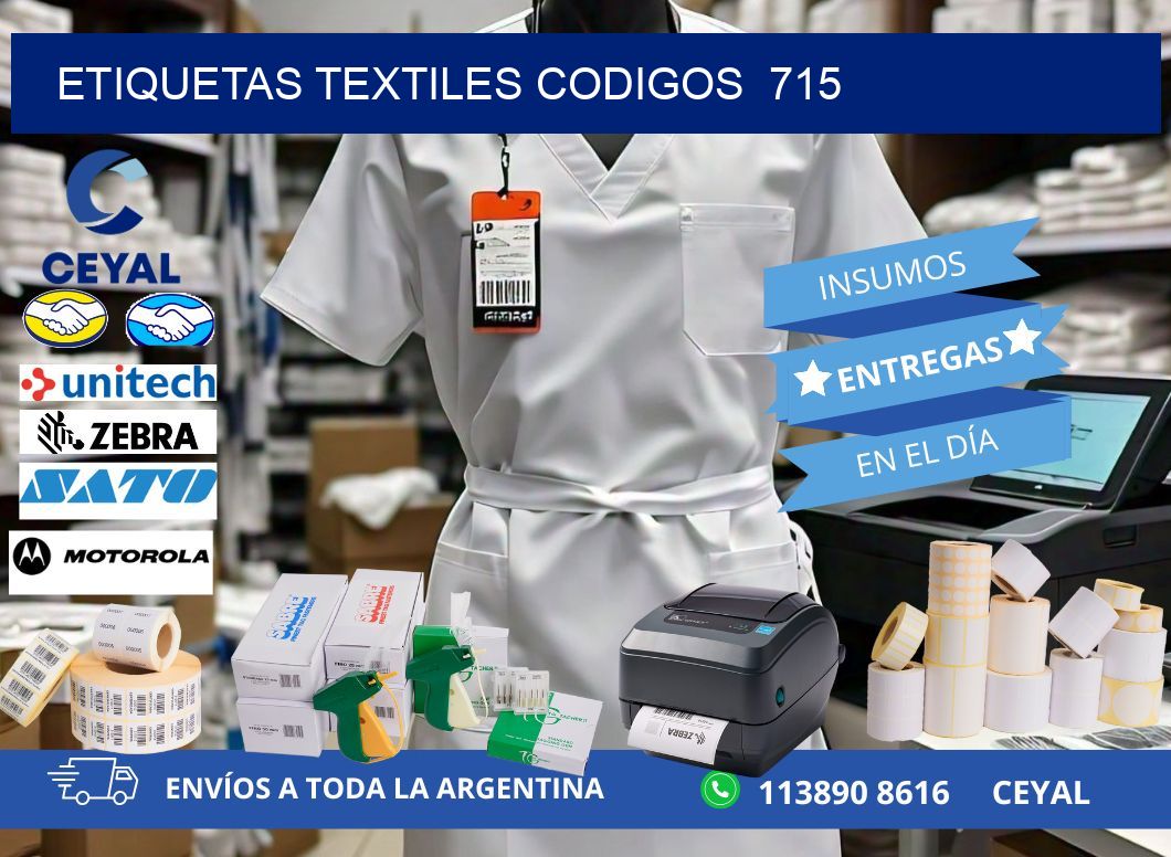 ETIQUETAS TEXTILES CODIGOS  715